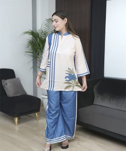 Blue Bloom Office Chic Indo-Western Coord Set